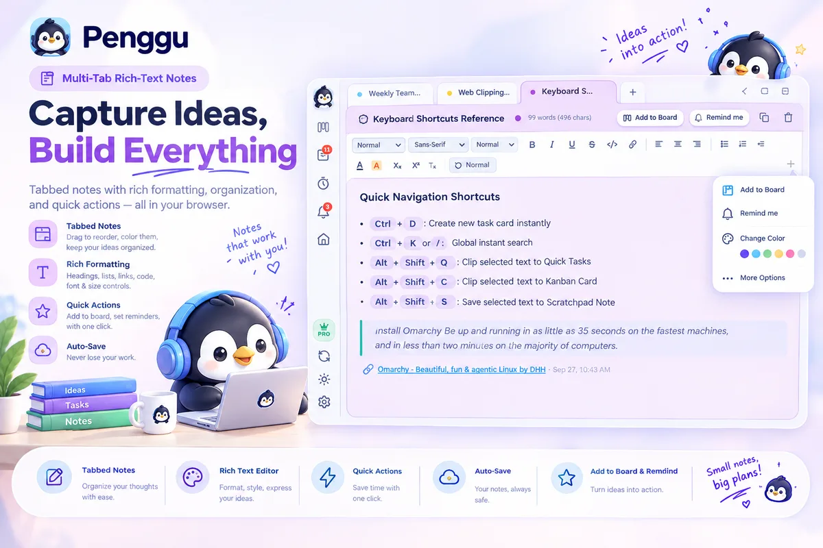 Rich-text Notes tile