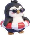 Penggu relaxing on the beach once you've caught enough tasks